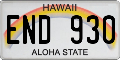 HI license plate END930
