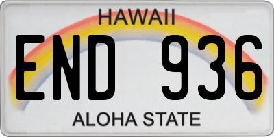 HI license plate END936
