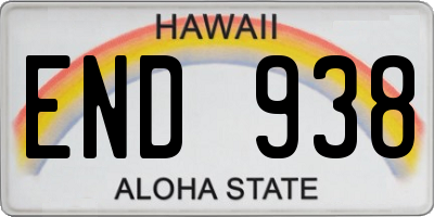 HI license plate END938