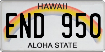 HI license plate END950