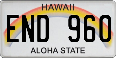 HI license plate END960