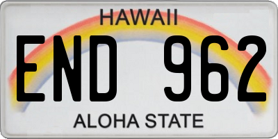 HI license plate END962