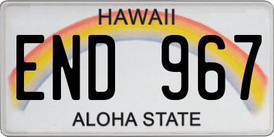 HI license plate END967