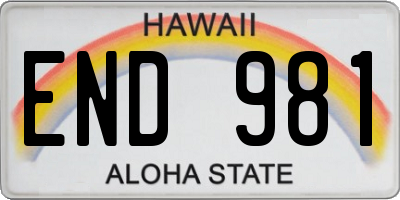 HI license plate END981