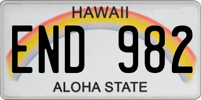 HI license plate END982