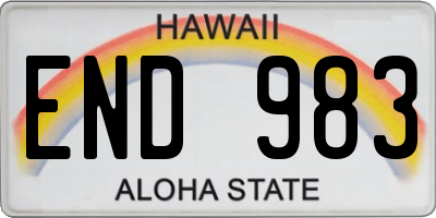 HI license plate END983