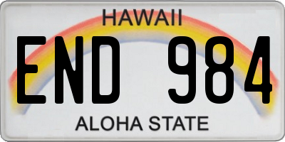 HI license plate END984