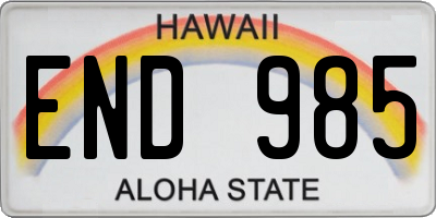 HI license plate END985