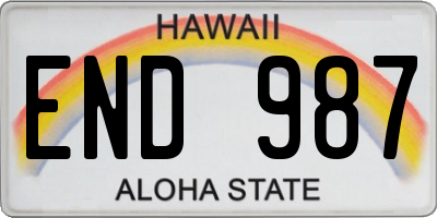 HI license plate END987