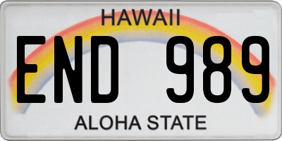 HI license plate END989