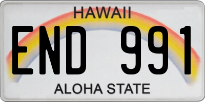 HI license plate END991