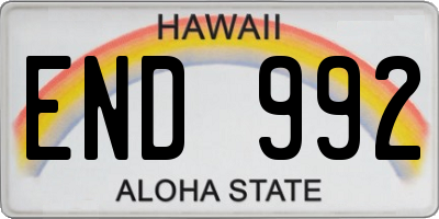 HI license plate END992