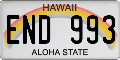 HI license plate END993