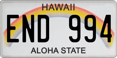 HI license plate END994