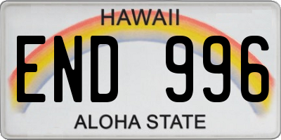 HI license plate END996