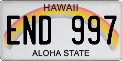 HI license plate END997
