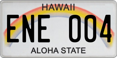 HI license plate ENE004