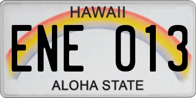HI license plate ENE013