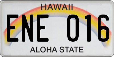 HI license plate ENE016