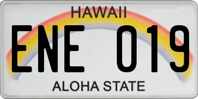 HI license plate ENE019