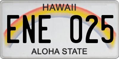 HI license plate ENE025