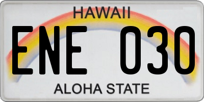 HI license plate ENE030