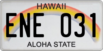 HI license plate ENE031