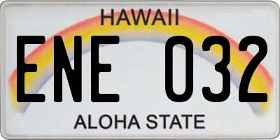 HI license plate ENE032