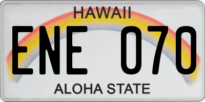 HI license plate ENE070