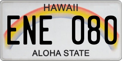 HI license plate ENE080