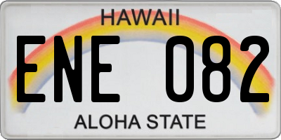 HI license plate ENE082