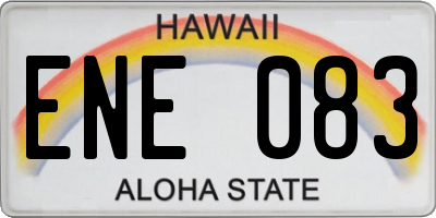 HI license plate ENE083