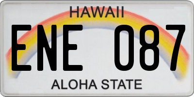 HI license plate ENE087