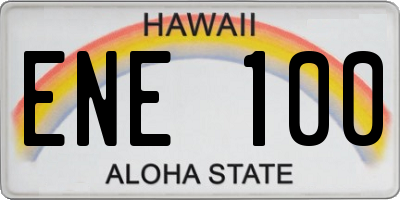 HI license plate ENE100