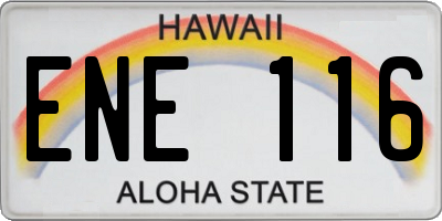 HI license plate ENE116