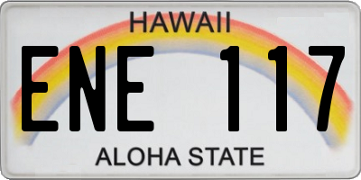 HI license plate ENE117