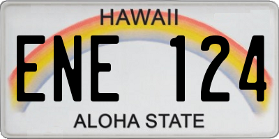 HI license plate ENE124