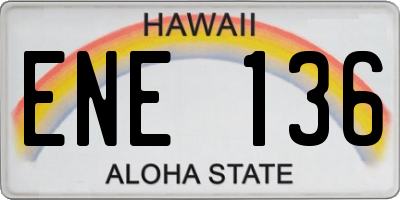 HI license plate ENE136
