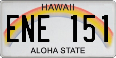 HI license plate ENE151