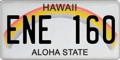 HI license plate ENE160