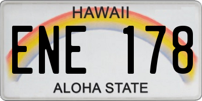 HI license plate ENE178