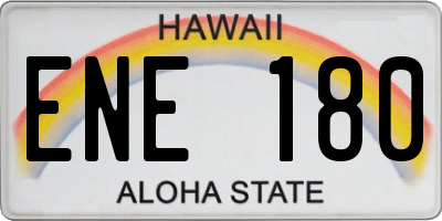 HI license plate ENE180