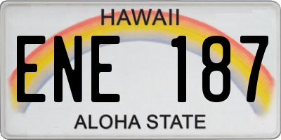 HI license plate ENE187