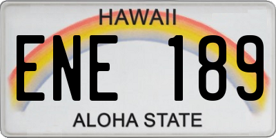 HI license plate ENE189