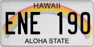 HI license plate ENE190