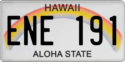 HI license plate ENE191