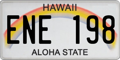 HI license plate ENE198