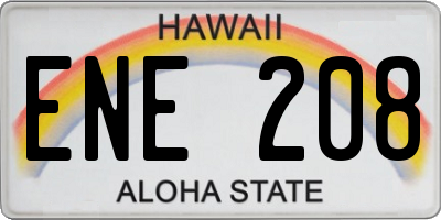 HI license plate ENE208