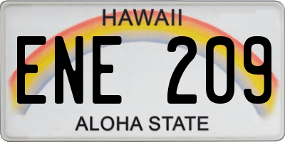 HI license plate ENE209