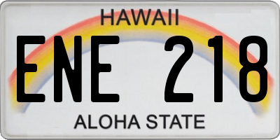 HI license plate ENE218